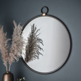 Amos Matt black hanging loop large round mirror