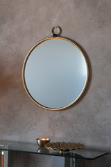 Amos Satin gold hanging loop large round mirror