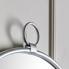 Amos Satin silver hanging loop large round mirror