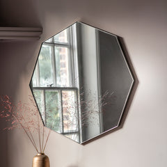 Amos Satin silver octagon mirror