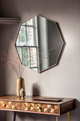 Amos Satin silver octagon mirror