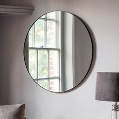 Amos Matt black round mirror