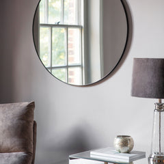 Amos Matt black round mirror