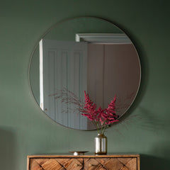Amos Satin silver round mirror