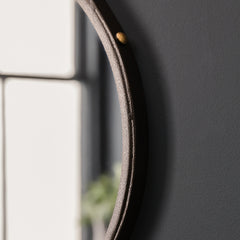 Amos Aged bronze medium round hanging mirror