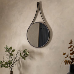 Amos Aged bronze large round hanging mirror