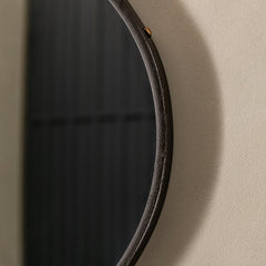 Amos Aged bronze large round hanging mirror