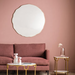 Amos Champagne gold scalloped edge round mirror
