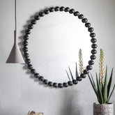 Amos Aged black round mirror