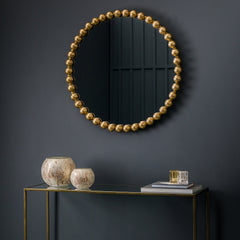 Amos Aged gold round mirror