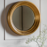 Amos Gold leaf round mirror