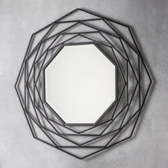 Amos Matt black octagon mirror