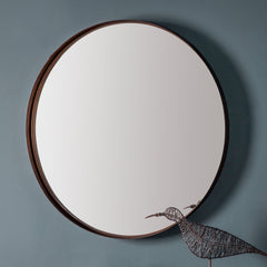 Amos Aged bronze finish round mirror