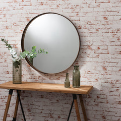 Amos Aged bronze finish round mirror