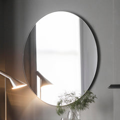 Amos Matt black thin round mirror