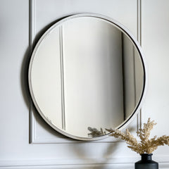 Amos Antique silver large round mirror
