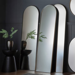 Amos Matt black arch leaner mirror