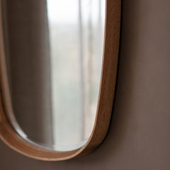 Amos Solid oak ellipse mirror