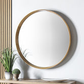 Amos Solid oak large round mirror
