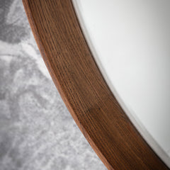Amos Walnut stained wood large round mirror