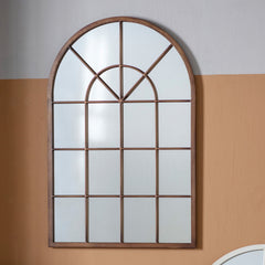 Amos Aged bronze paint arch window mirror
