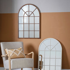 Amos Aged bronze paint arch window mirror