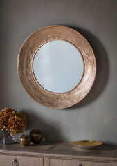 Amos Aged gold concaved frame round mirror