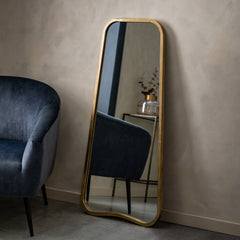 Amos Distressed gold tapered leaner mirror