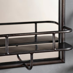 Amos Rustic bronze rectangle mirror with shelf