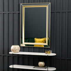 Amos Brushed gold bevelled medium rectangle mirror