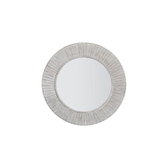 Amos Distressed cream wooden round mirror