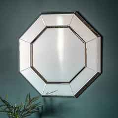 Amos Black glass edged octagon mirror
