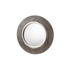 Amos Aged pewter round mirror