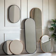 Amos Black round delicate frame mirror