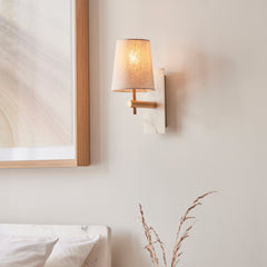 Amos Compton Marble Wall Light with Tapered Linen Shade