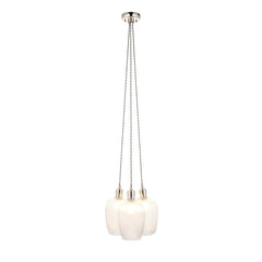 Amos Lucid Bright Nickel & Clear Ribbed Glass 3 Light Cluster