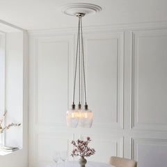 Amos Lucid Bright Nickel & Clear Ribbed Glass 3 Light Cluster