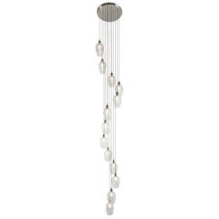 Amos Lucid Bright Nickel & Clear Glass 13 Light Cascade