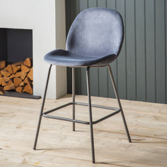 Amos Flanagan Stool Dark Grey Velvet (2pk)