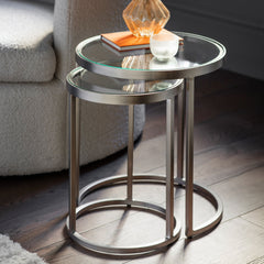 Amos Rowe Nest of Two Tables Silver