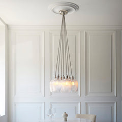Amos Lucid Bright Nickel & Clear Ribbed Glass 7 Light Cluster