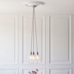 Amos Lucid Bright Nickel & Clear Glass 3 Light Cluster