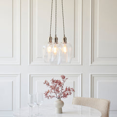 Amos Lucid Bright Nickel & Clear Glass 3 Light Cluster