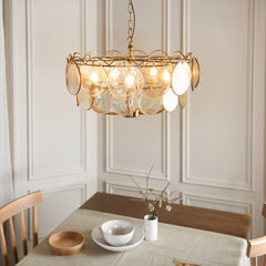 Amos Loire Brushed Aged Brass & Handmade Champagne Glass 5 Light Chandelier