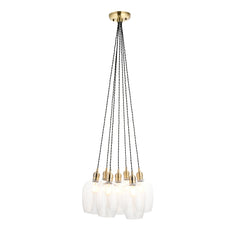 Amos Lucid Antique Brass & Clear Glass 7 Light Cluster