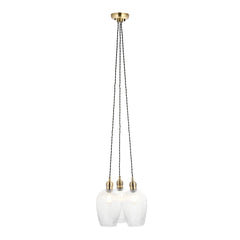 Amos Lucid Antique Brass & Clear Ribbed Glass 3 Light Cluster