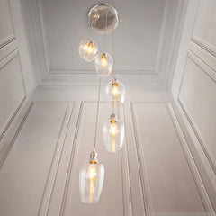 Amos Lucid Bright Nickel & Clear Glass 7 Light Cascade