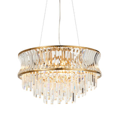 Amos Concave 9 Light Crystal Chandelier Warm Brass
