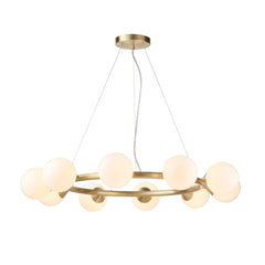 Amos Crib 10 Light Circular Chandelier Brushed Brass