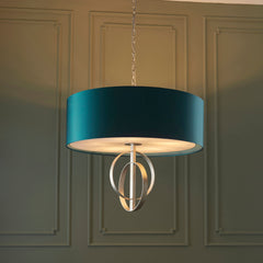 Amos Hatfield Large Pendant Antique Silver & Teal